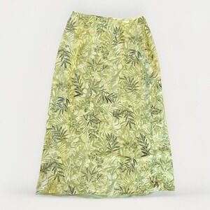 Vintage 90s Y2K Josephine Chaus Silk 12 Green Maxi Skirt Flowy Long Fairy Grunge